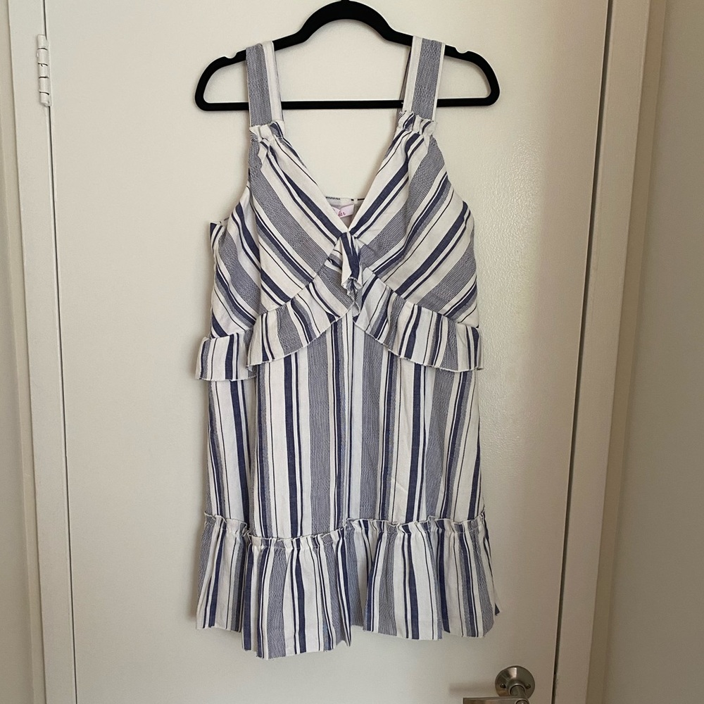 Parker Mini Dress, Blue and White Stripe